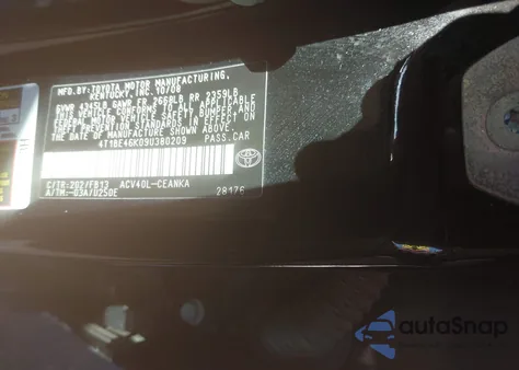 2009 Toyota Camry Le from USA, damaged, VIN 4T1BE46K09U380209